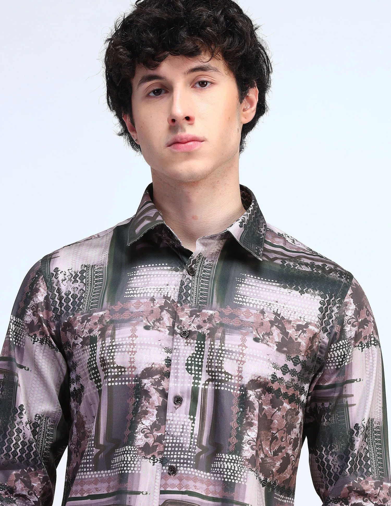 Flying Machine Printed Slim Fit Satin Shirt