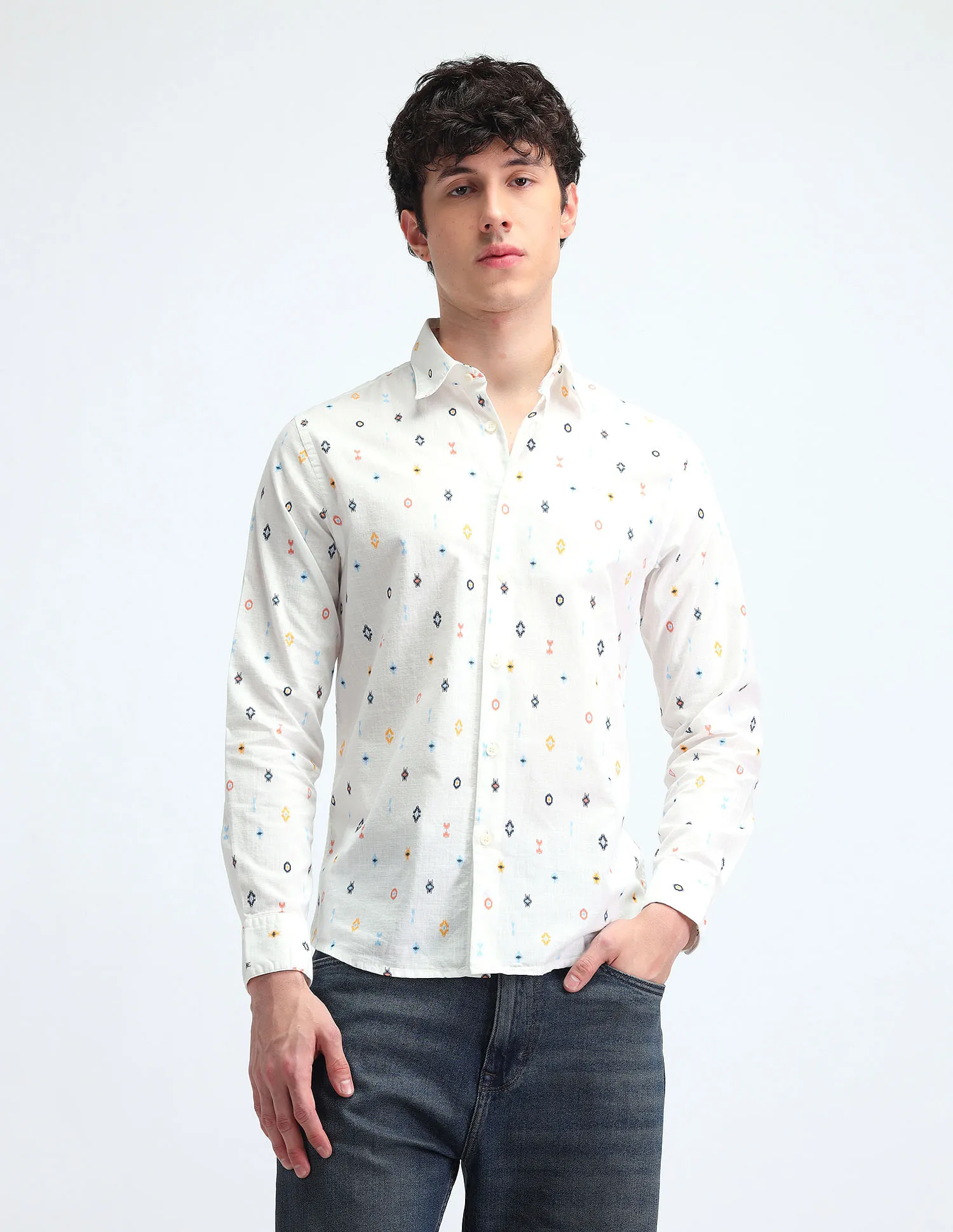 Flying Machine Slim Fit All Over Printed Shirt