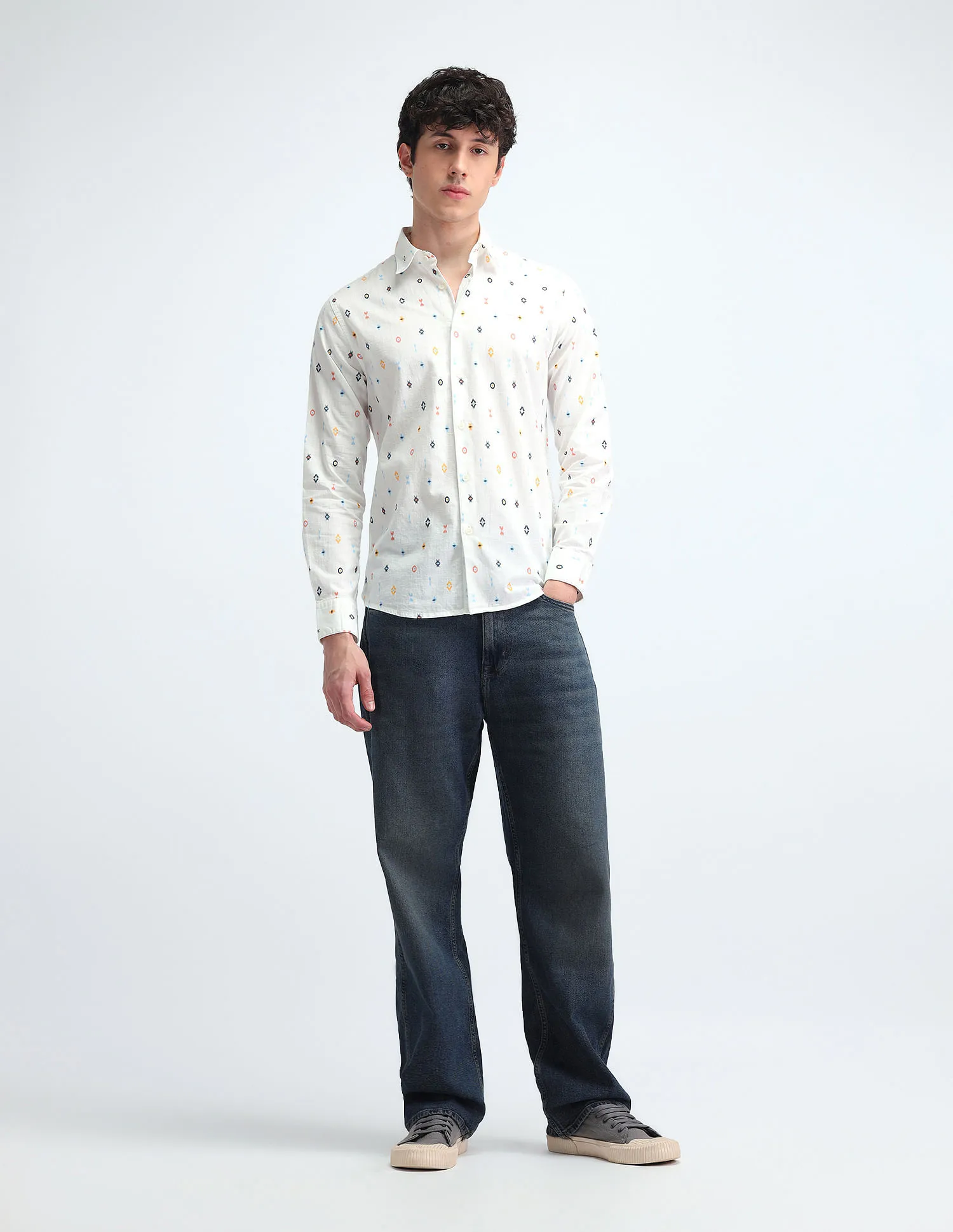 Flying Machine Slim Fit All Over Printed Shirt