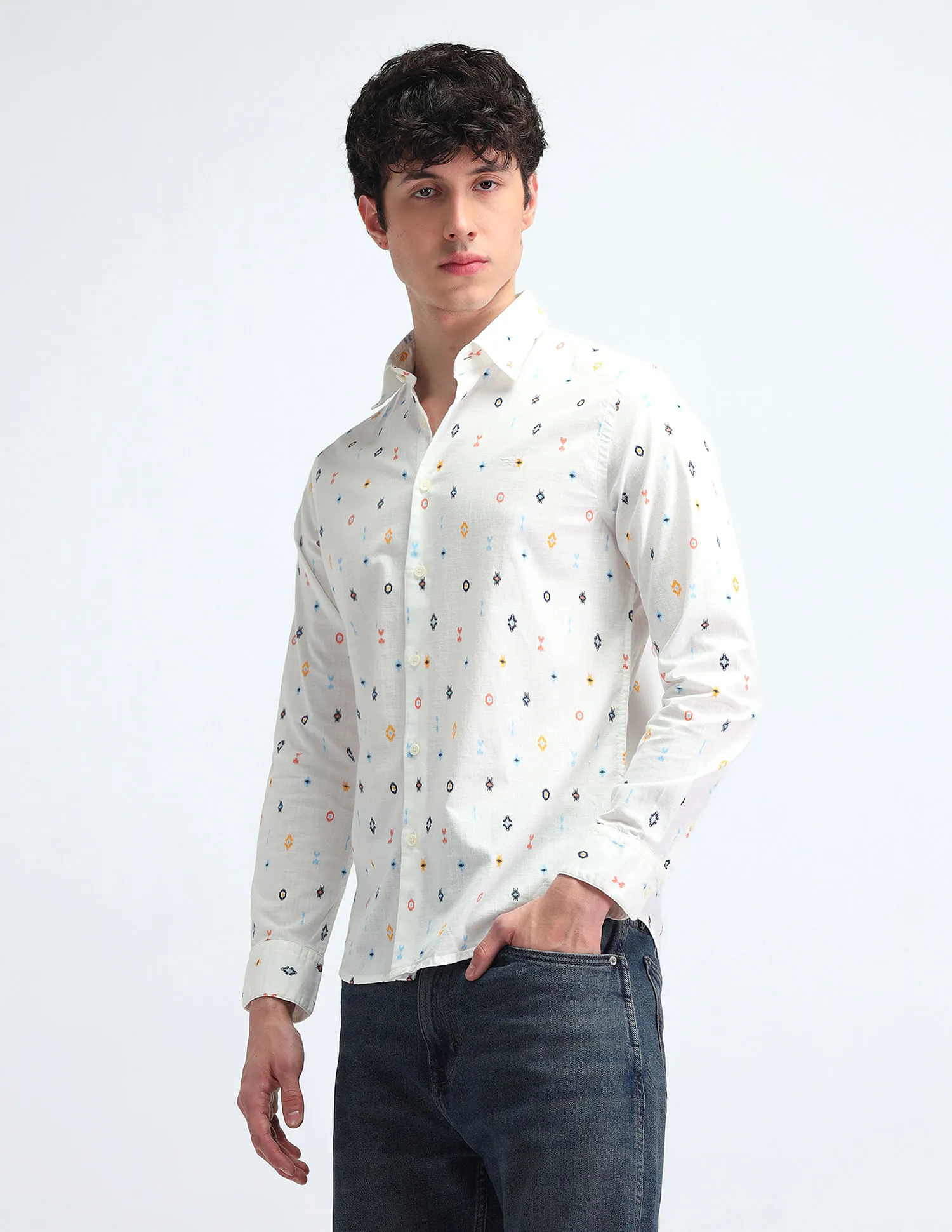 Flying Machine Slim Fit All Over Printed Shirt