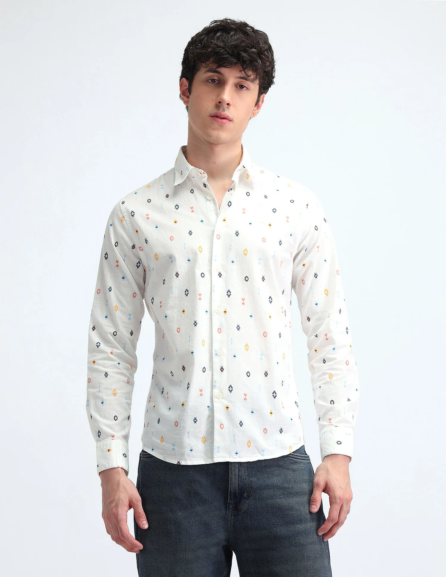 Flying Machine Slim Fit All Over Printed Shirt