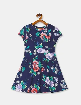 GAP Girls Blue Printed Fit And Flare Dress