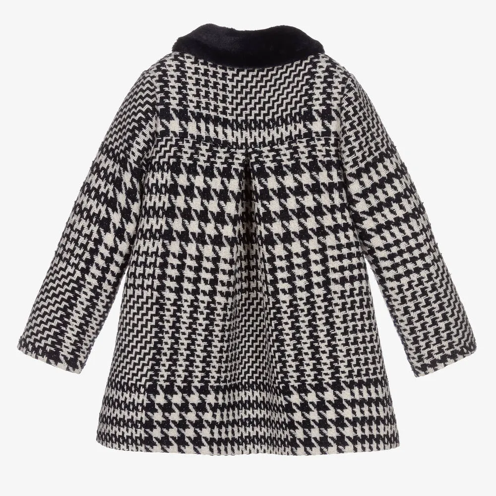 Girls Blue & Ivory Tweed Coat