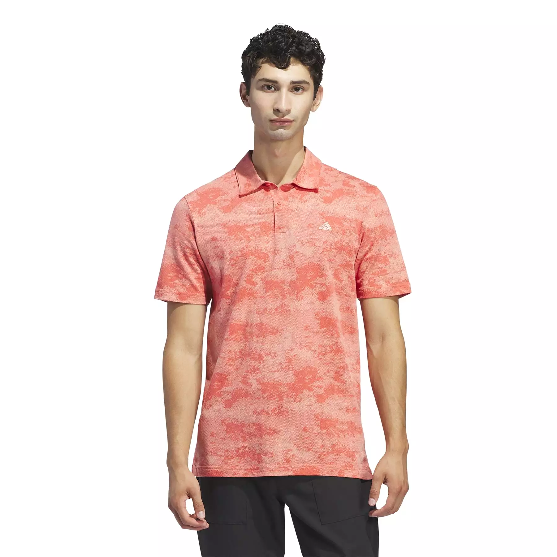 Go-To Regular Fit Printed Mesh Polo Preloved Scarlet - SS24