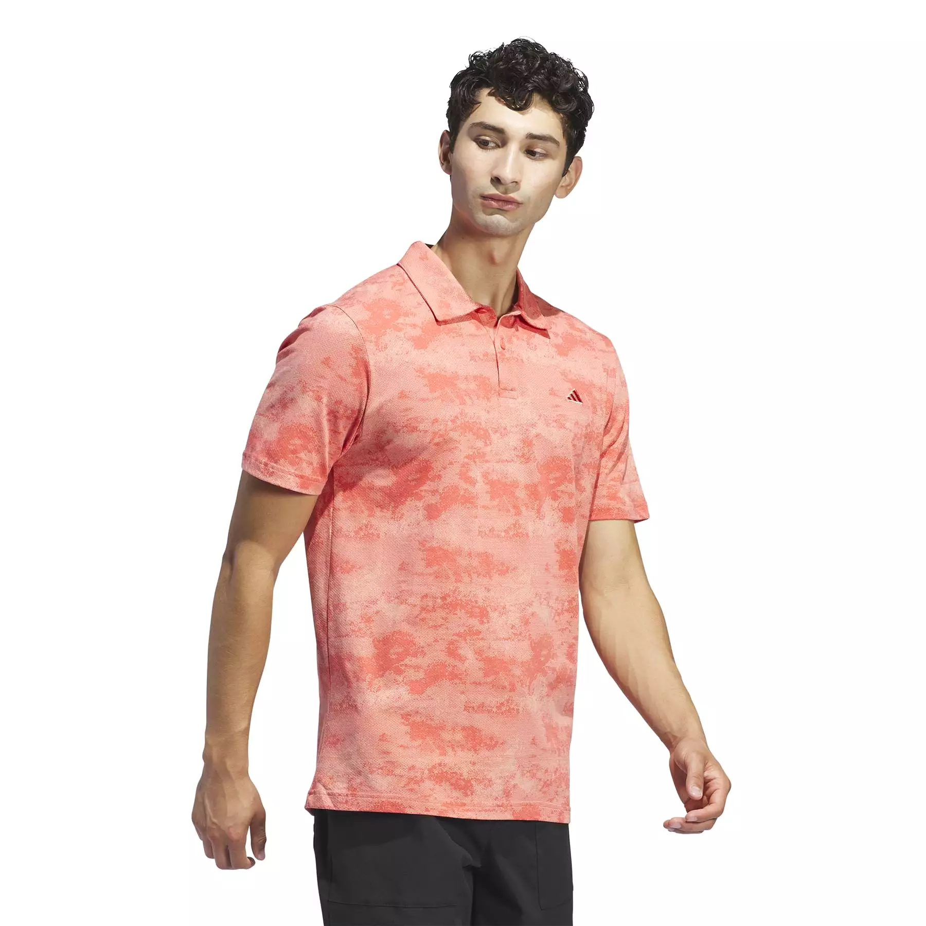 Go-To Regular Fit Printed Mesh Polo Preloved Scarlet - SS24