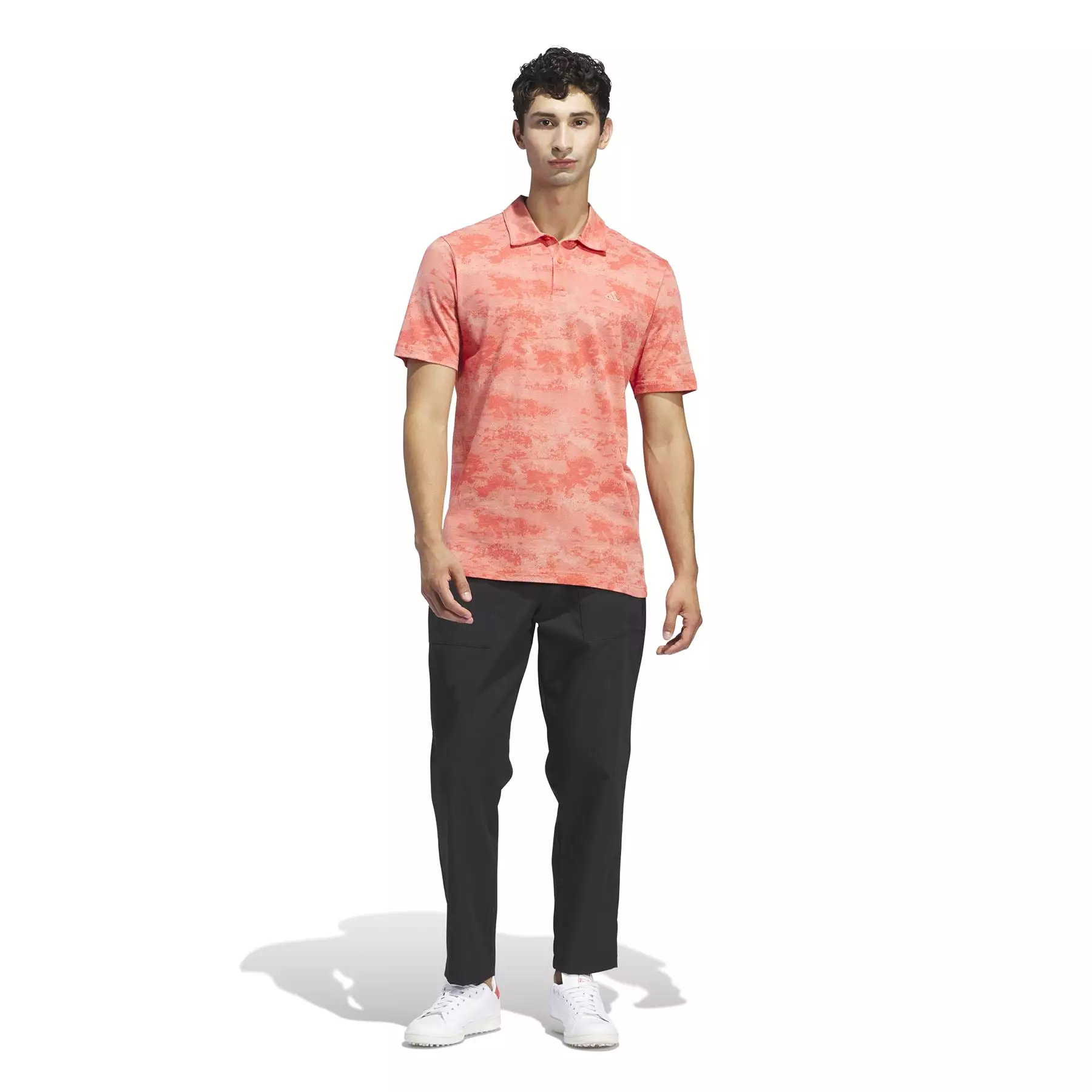 Go-To Regular Fit Printed Mesh Polo Preloved Scarlet - SS24