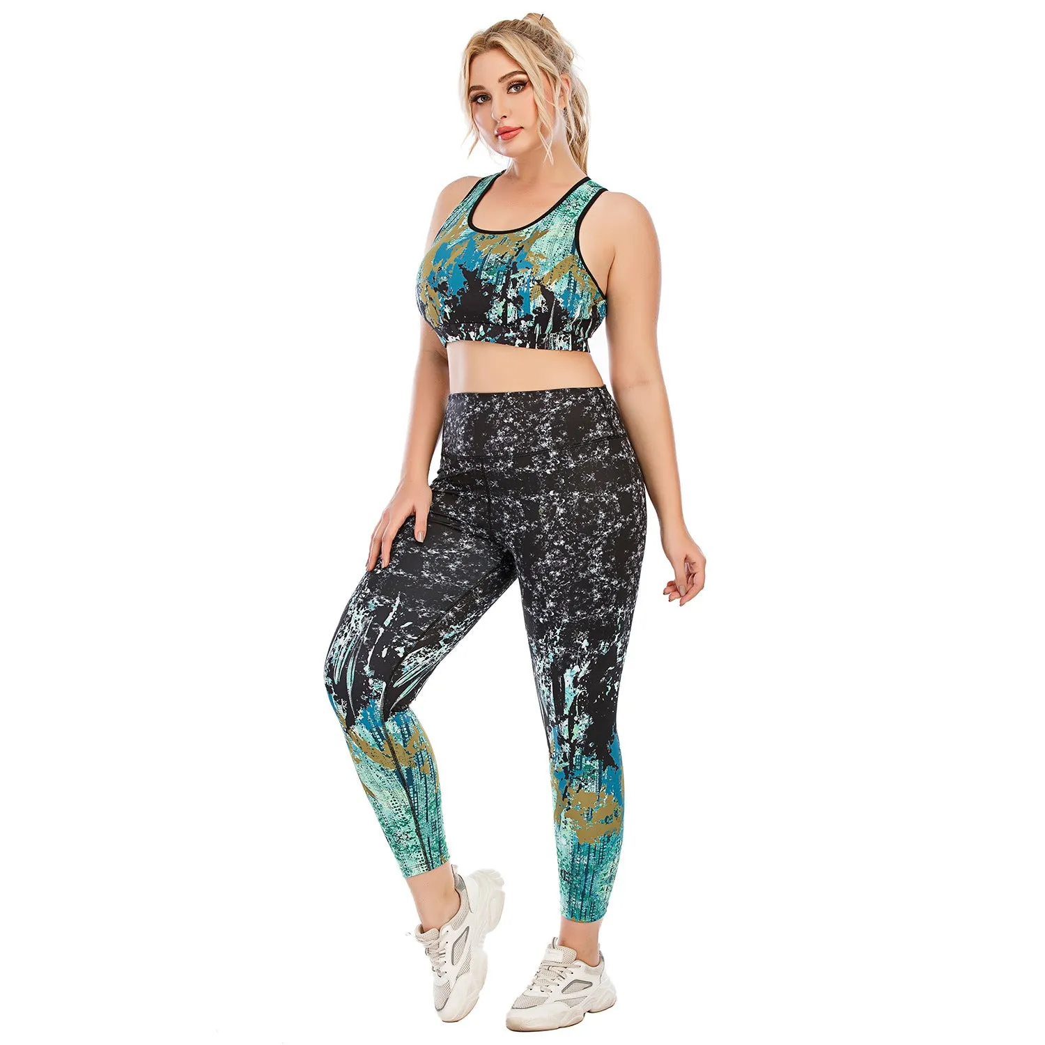 Gym suit plus size yoga skinny Barbie pants sports bra with zipper pockets12073+12074