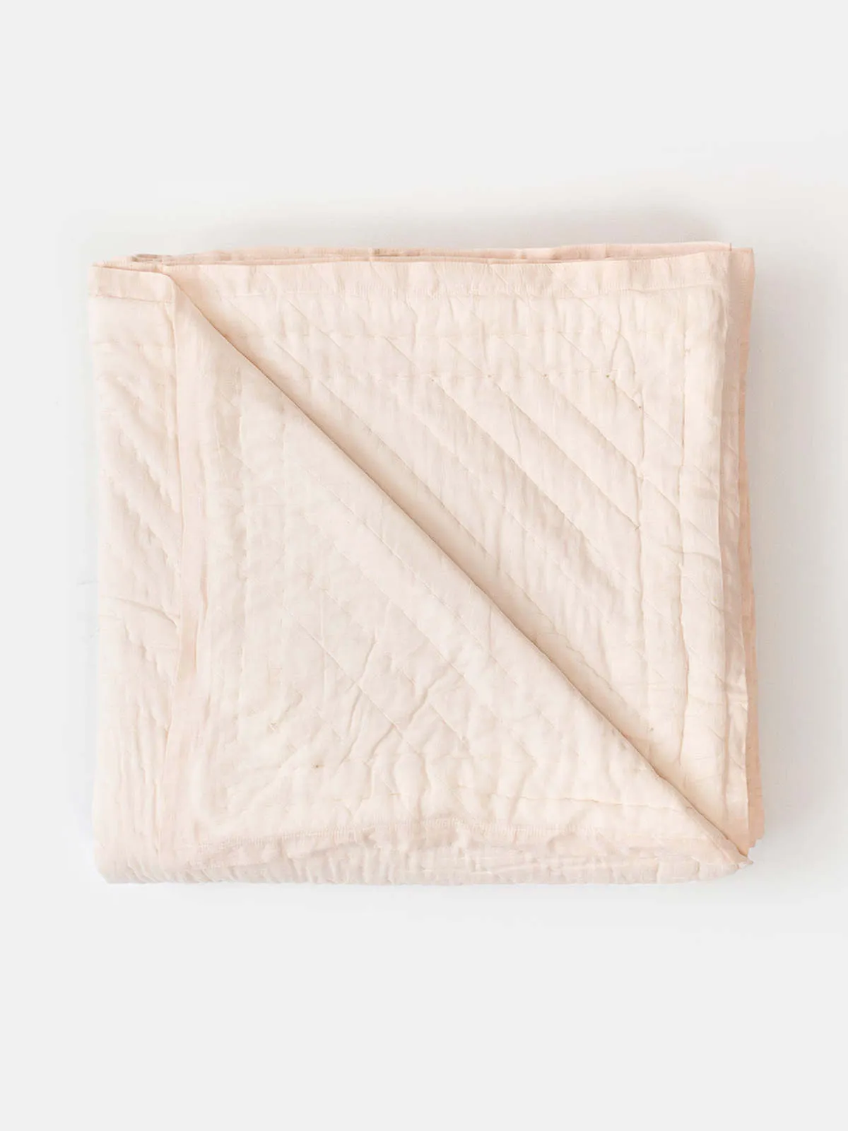 Hand-Stitched Cotton Quilt - Blush