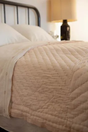 Hand-Stitched Cotton Quilt - Blush