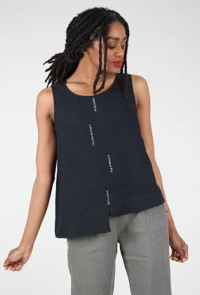 Hand-Stitched Linen Tank, Black