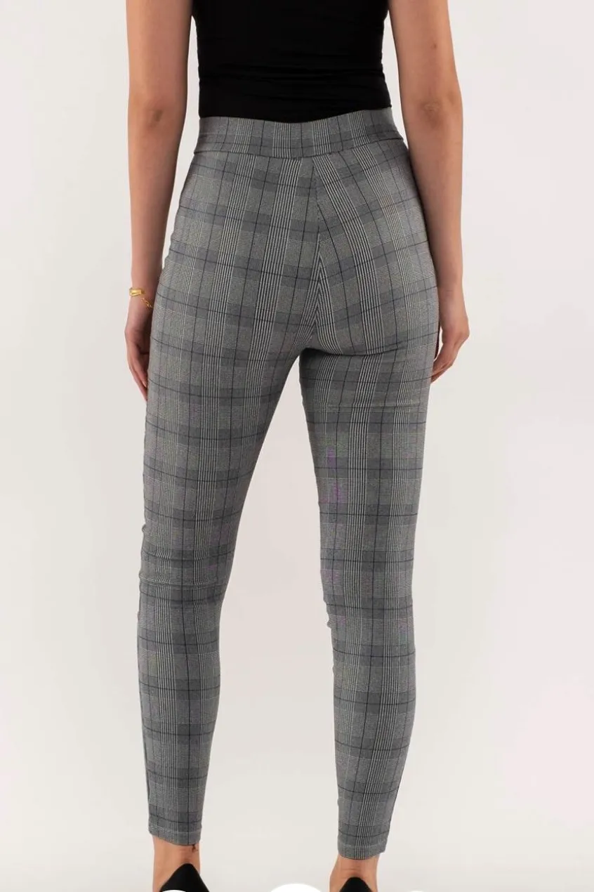 High Waist Plaid Skinny Pants