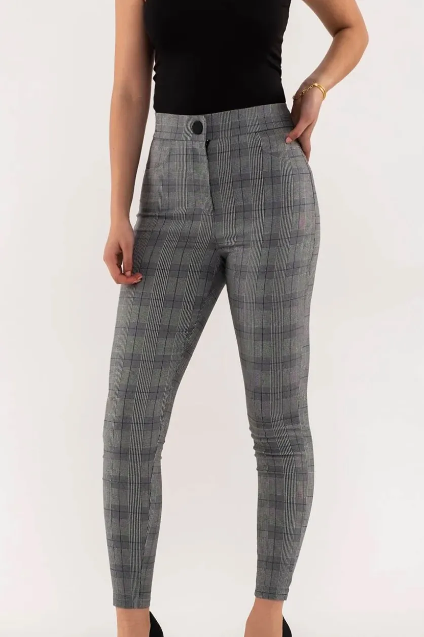 High Waist Plaid Skinny Pants