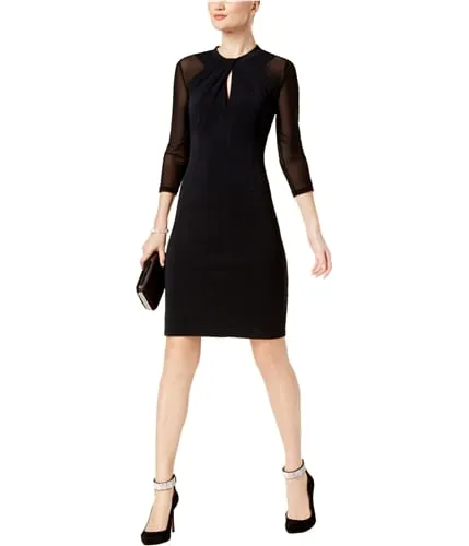 I-N-C Womens Illusion-Sleeve Bodycon Dress