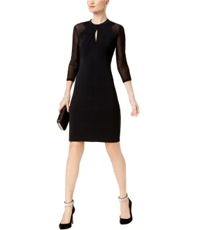 I-N-C Womens Illusion-Sleeve Bodycon Dress