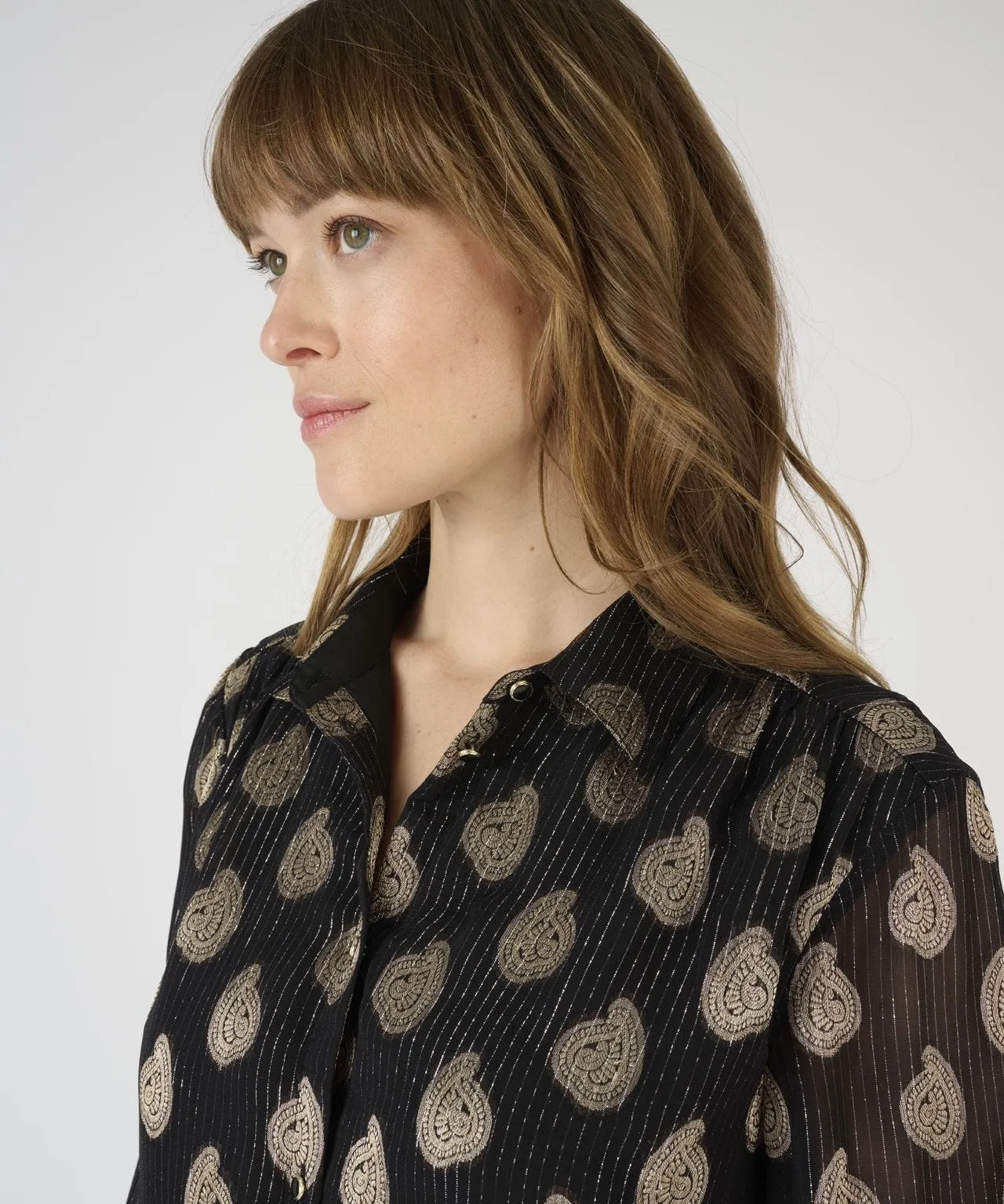 Jacquard Foil Print Blouse