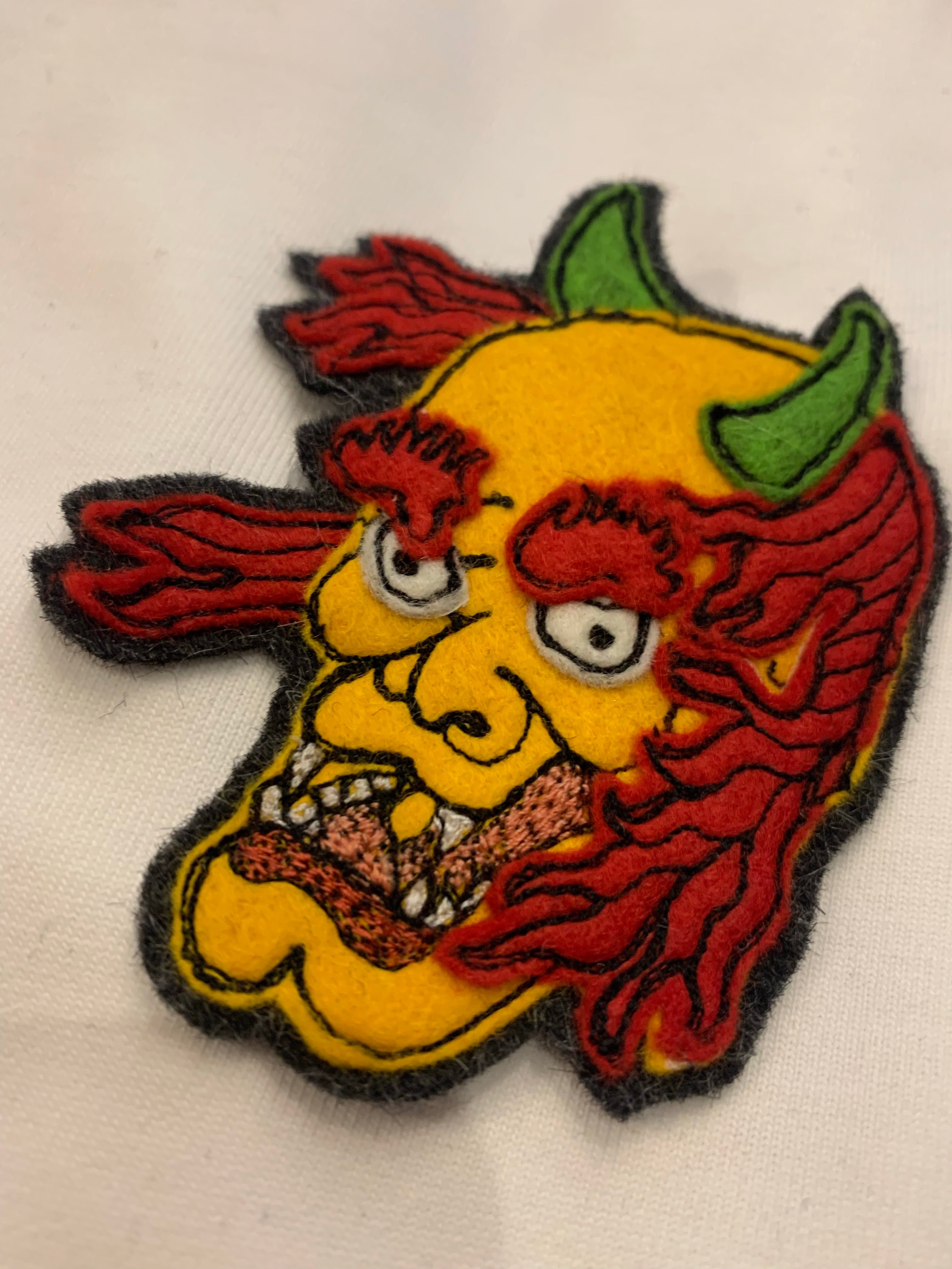 Japanese Demon God Face Hand Stitched Patch (Working Title exclusive)