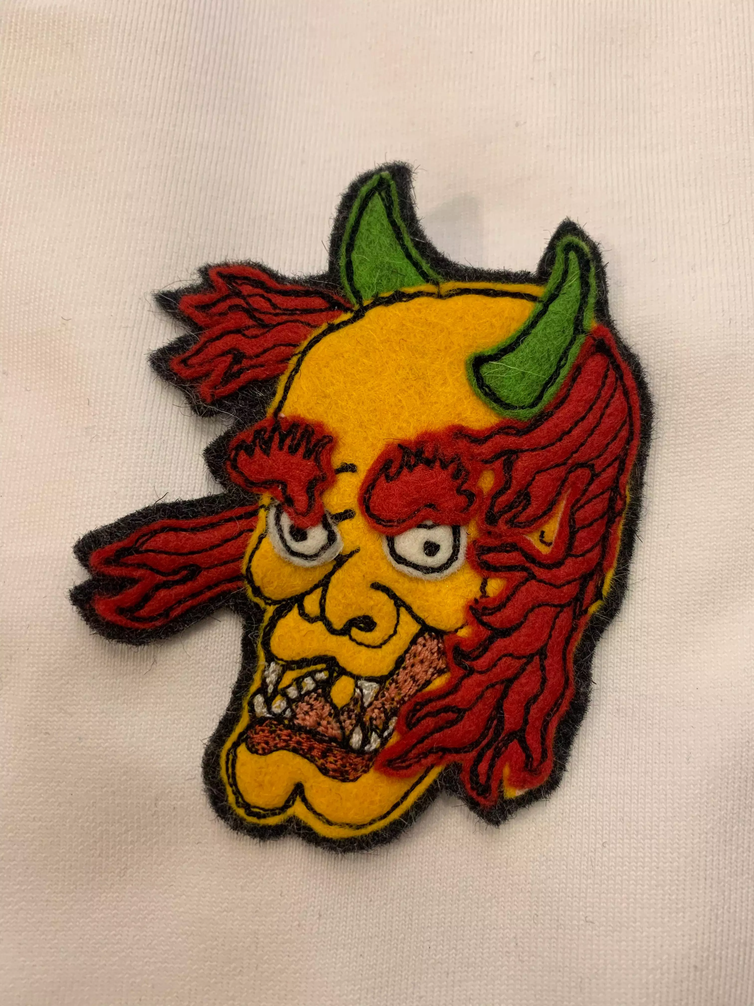 Japanese Demon God Face Hand Stitched Patch (Working Title exclusive)