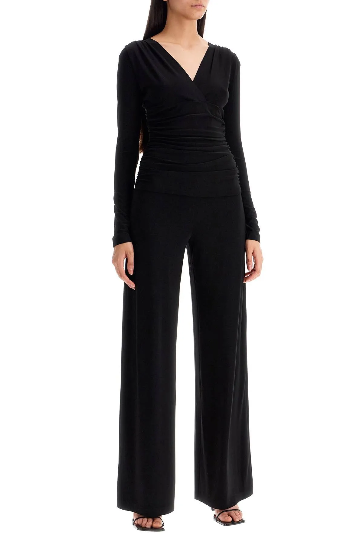 jumpsuit with ruch KK326JPL335001 BLACK