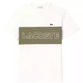 Lacoste Regular Fit Printed Colorblock Tee (White/Khaki Green) TH1712-51