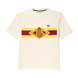 Lacoste Round Neck Loose Fit Printed T-Shirt (Off White)