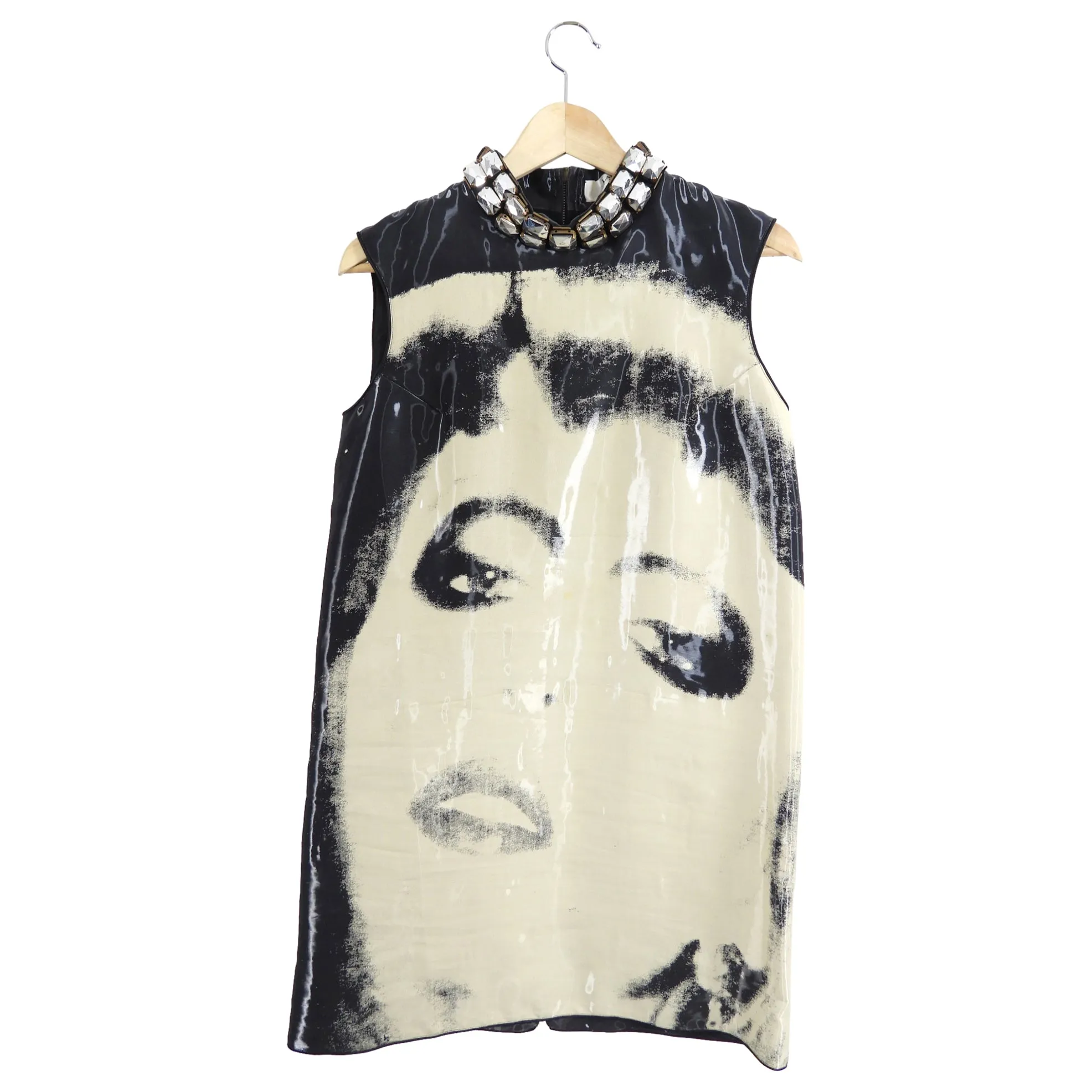 Lanvin 2007 Spring Runway Face Printed Shift Dress - FR40 / M