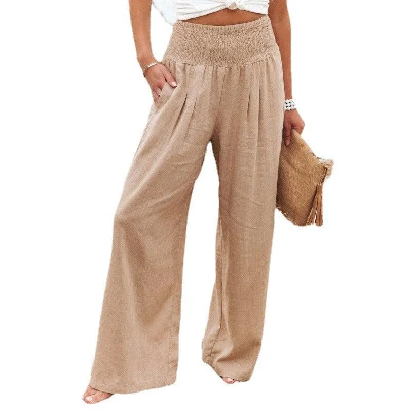 Leisure Wide Leg Cotton and Hemp Loose Pants