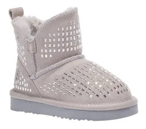 LELLI KELLY GIRLS LK 2267 LISA  DECORATIVE STONES SUEDE FUR BOOTS L-GREY