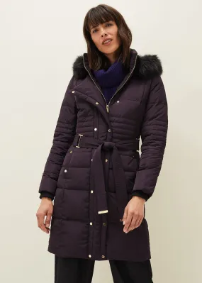 Leonor Tie Belt Midi Puffer Coat