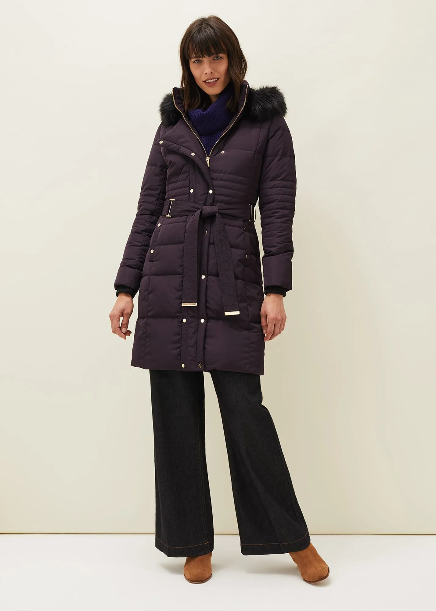 Leonor Tie Belt Midi Puffer Coat