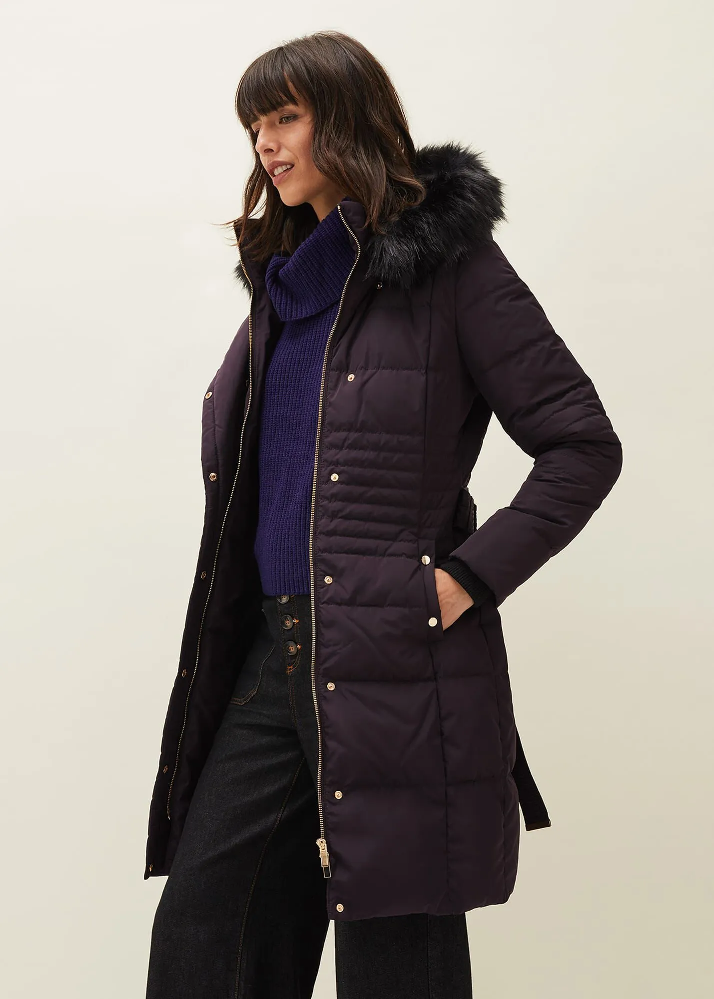 Leonor Tie Belt Midi Puffer Coat