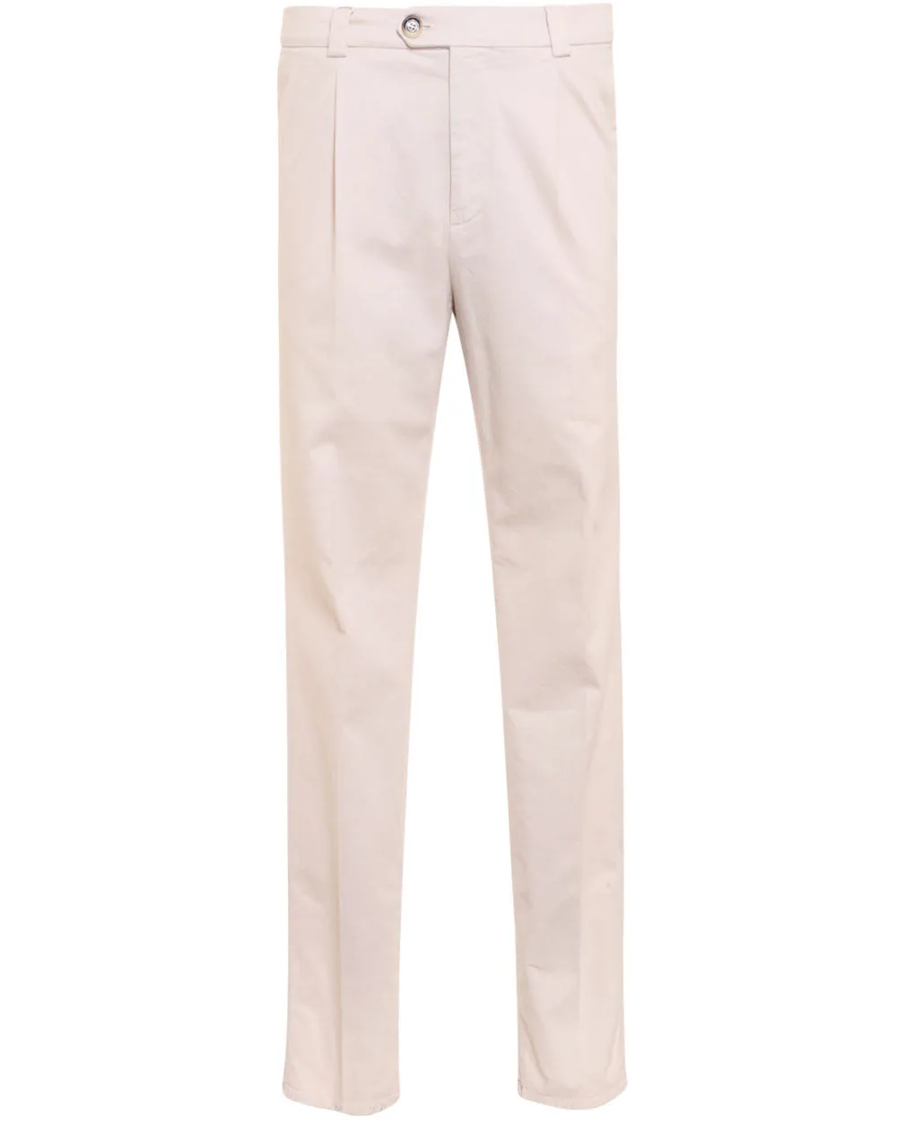 Light Beige Cotton Blend Single Pleat Trouser