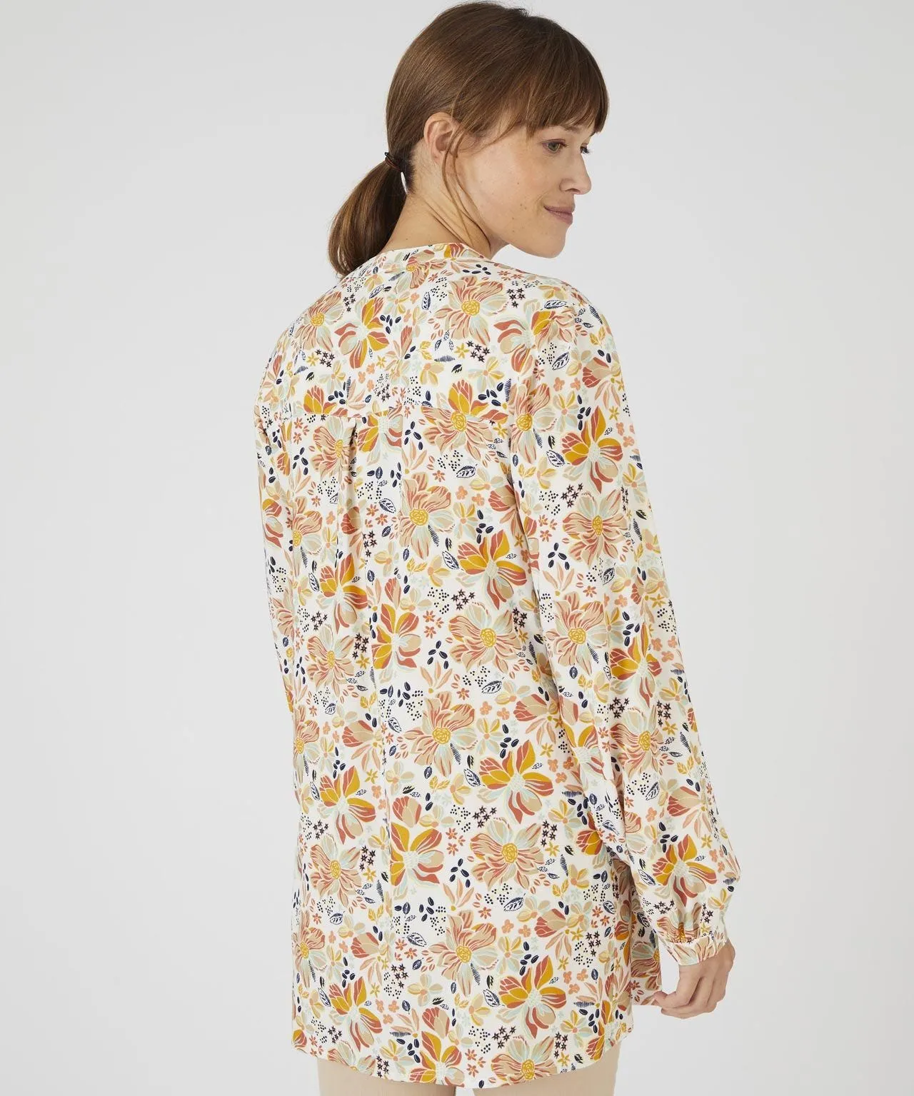 Longline Floral Printed Tunic Blouse