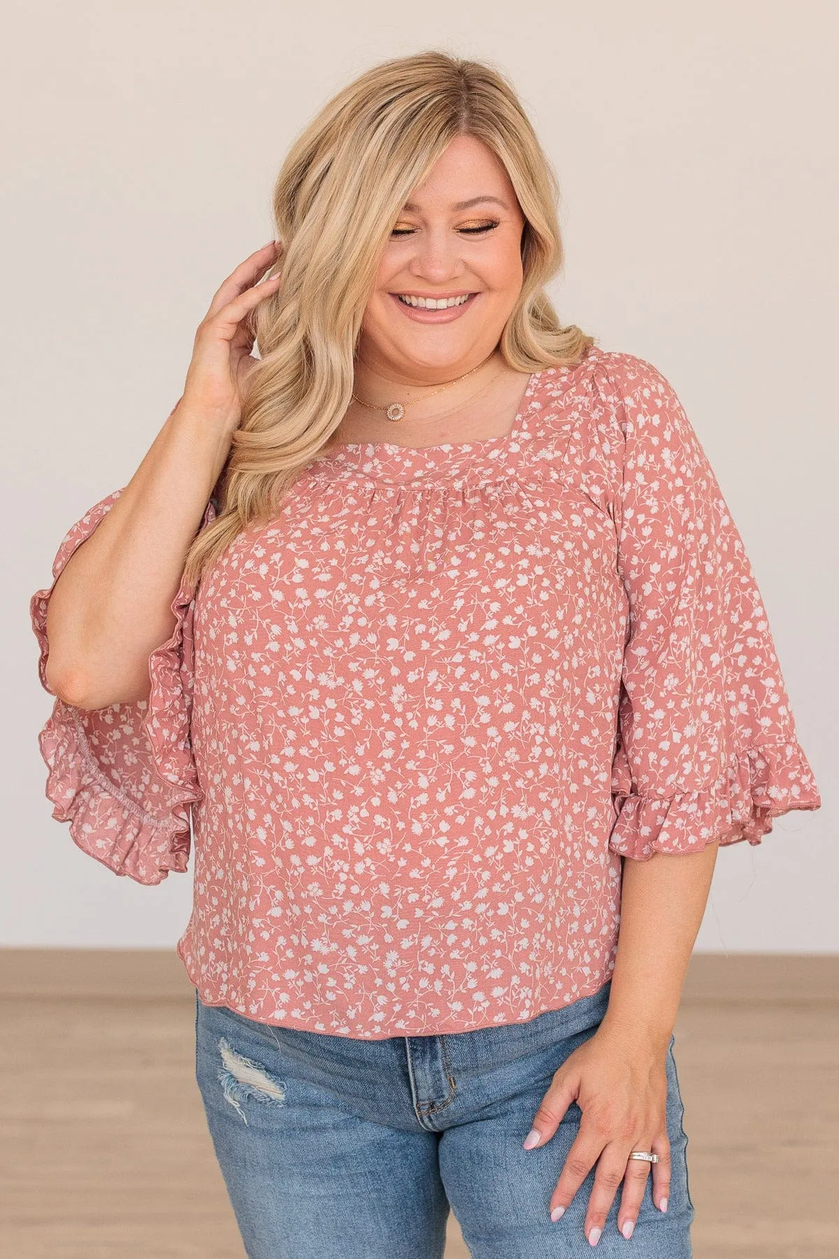 Magical Meadows Floral Blouse- Dusty Rose