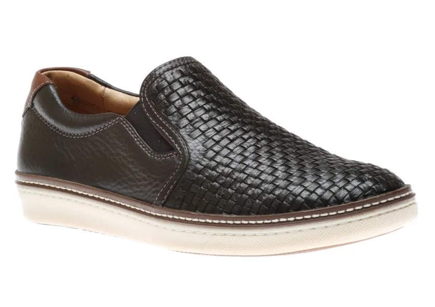 McGuffey Woven Black Leather Slip-On Sneaker