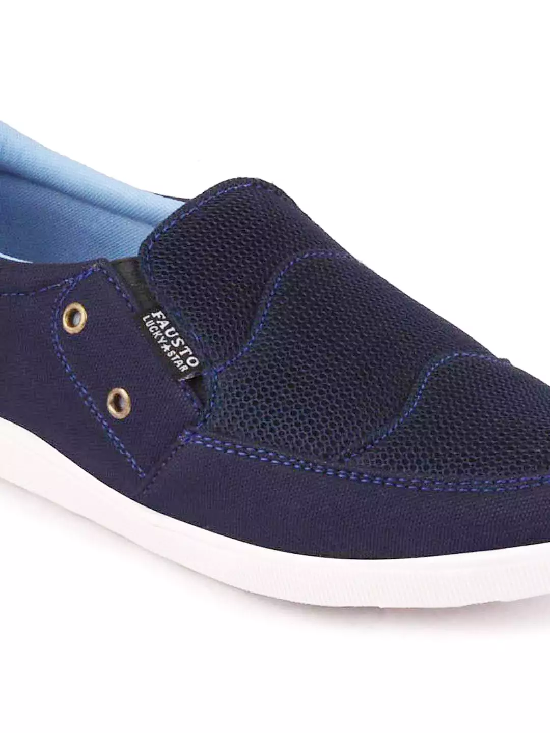 Men Blue Casual Canvas Slip-On Loafers