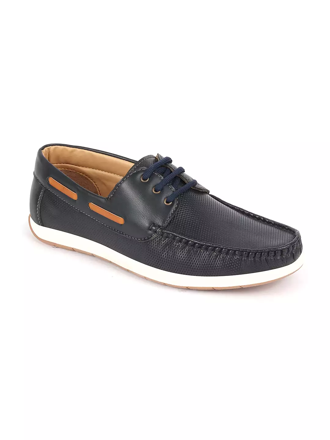 Men Blue Casual Lace-Up Boat Shoes