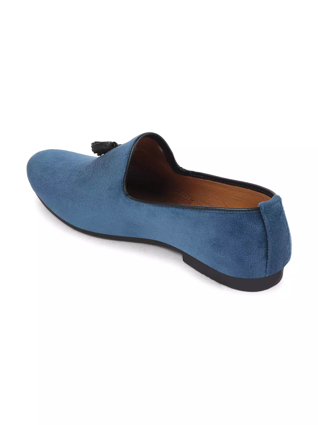 Men Blue Casual Velvet Slip-On Loafers