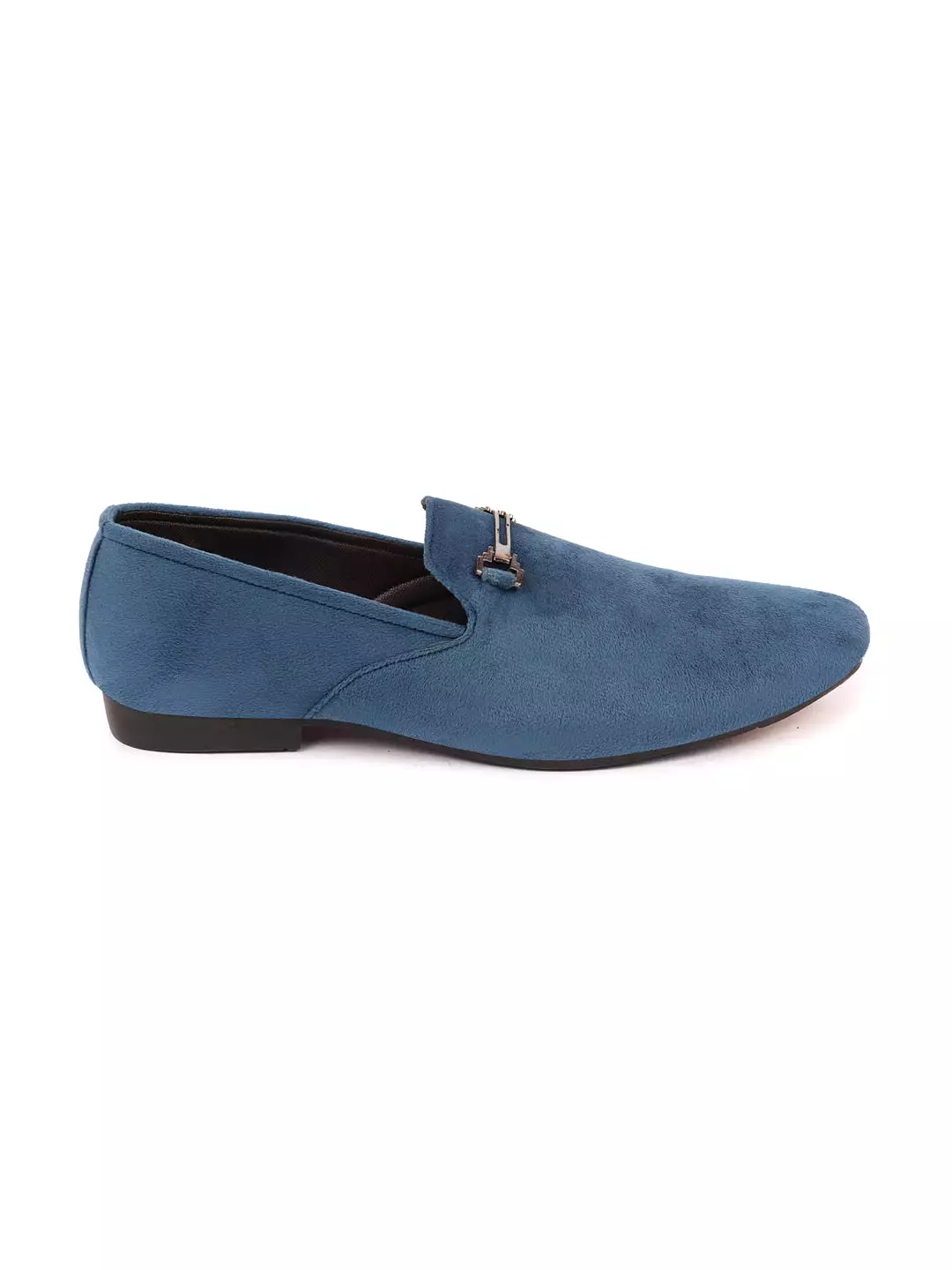 Men Blue Casual Velvet Slip-On Loafers