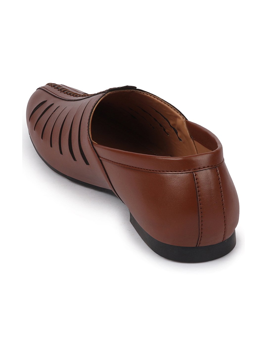 Men Ethnic Tan Hand Stitched Laser Cut Juttis and Mojaris