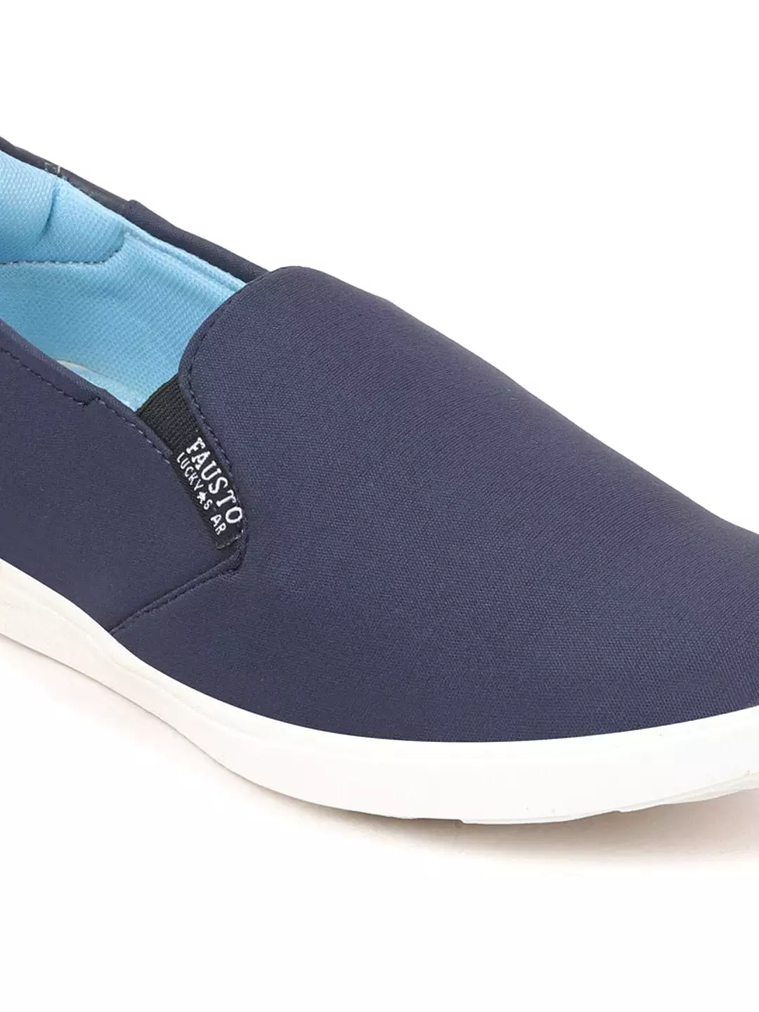 Men Navy Blue Casual Canvas Slip-On Loafers