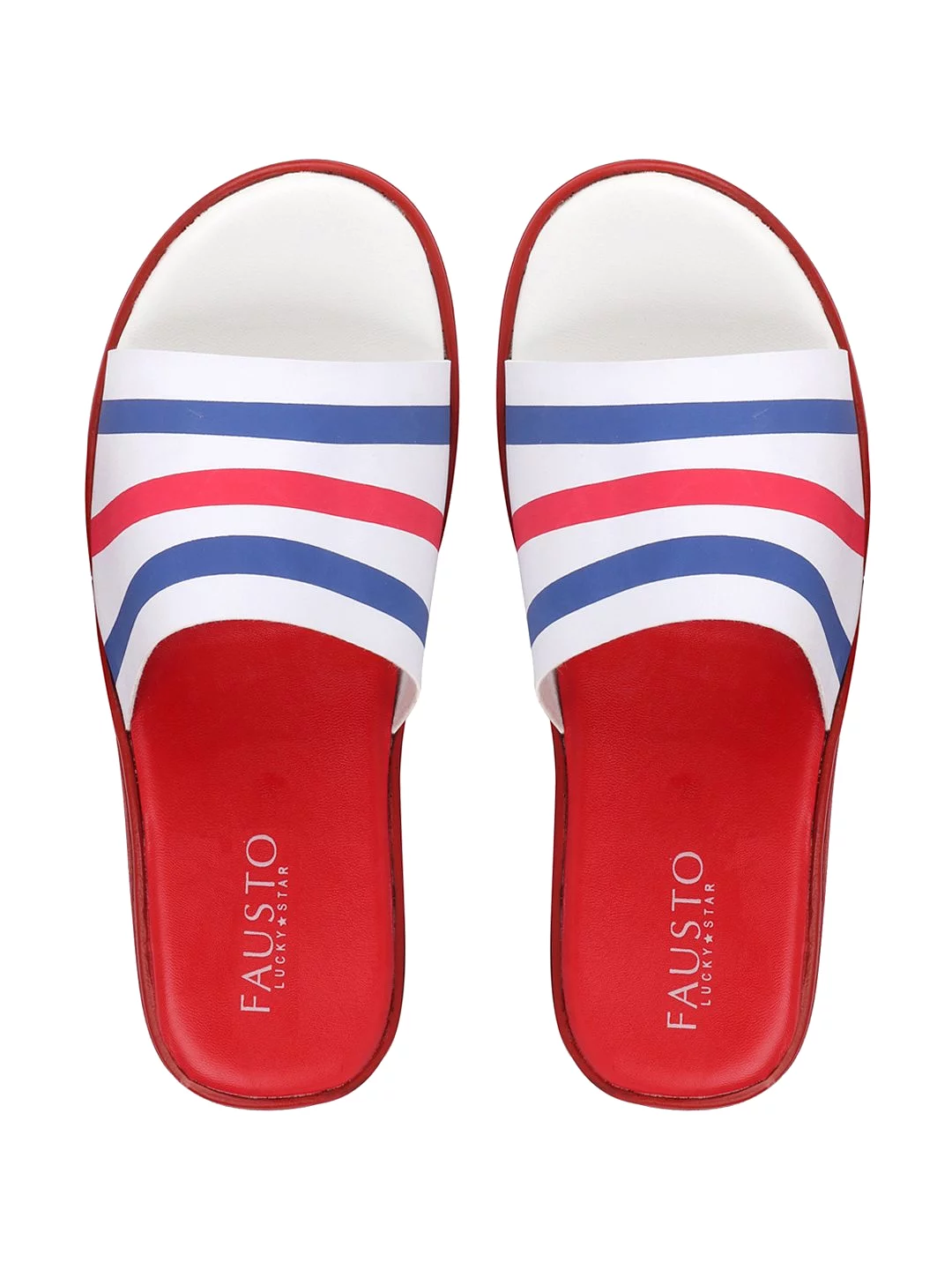 Men Red/Blue Casual Slip-On Flip-Flops