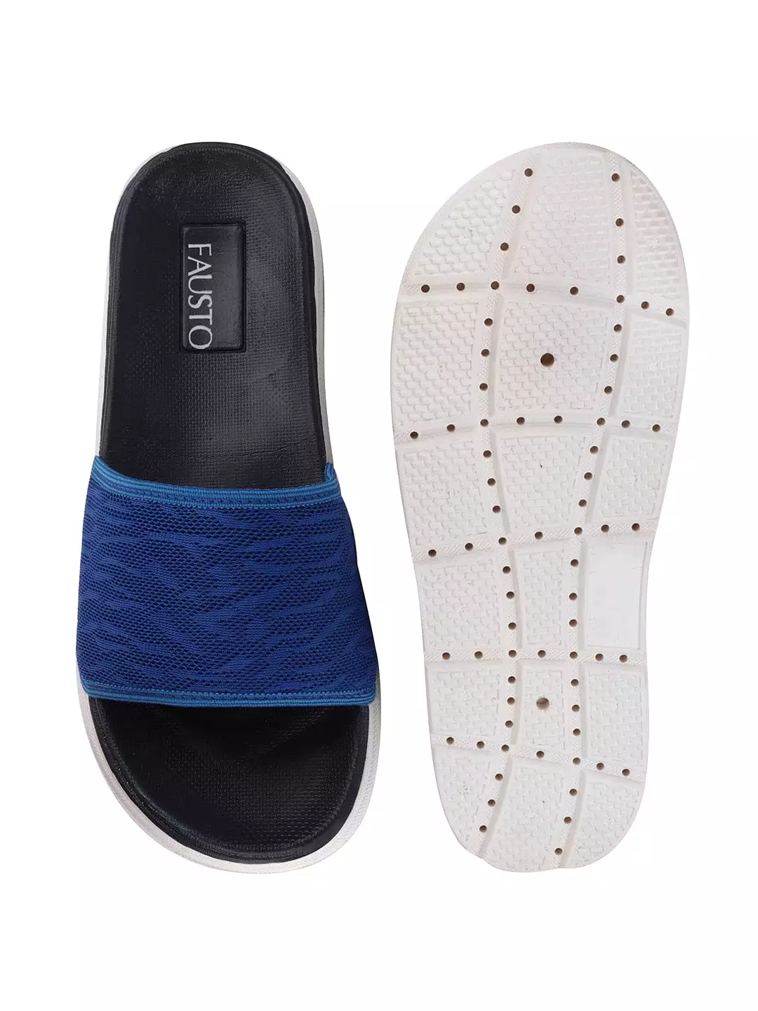 Men Royal Blue Casual Slip-On Slider Flip-Flops