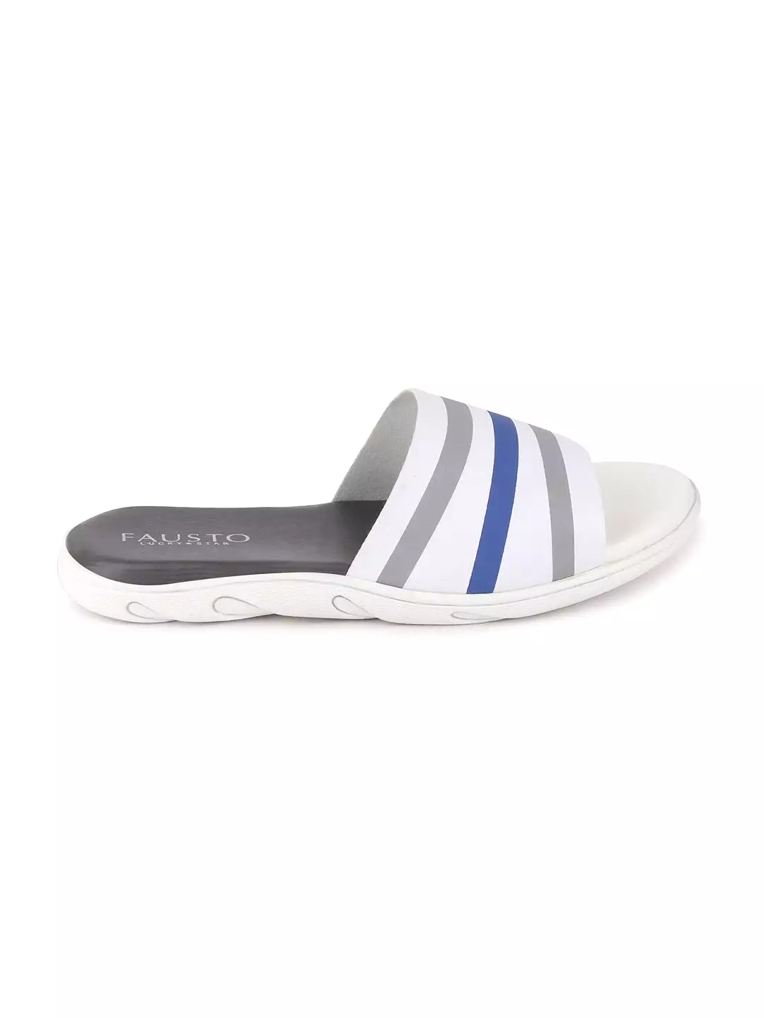 Men White/Blue Casual Slip-On Flip-Flops