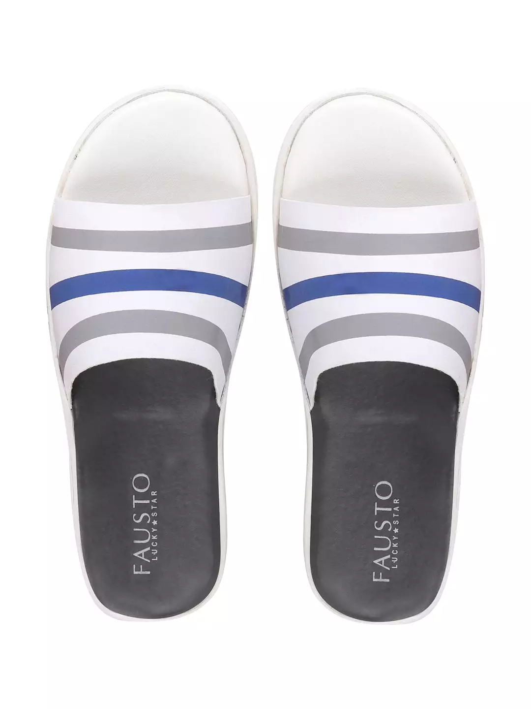 Men White/Blue Casual Slip-On Flip-Flops