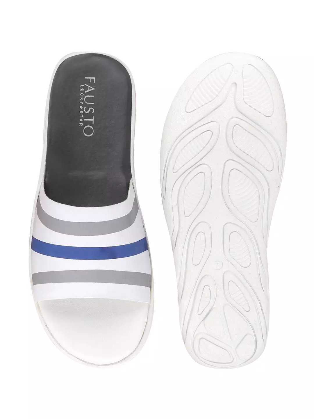 Men White/Blue Casual Slip-On Flip-Flops