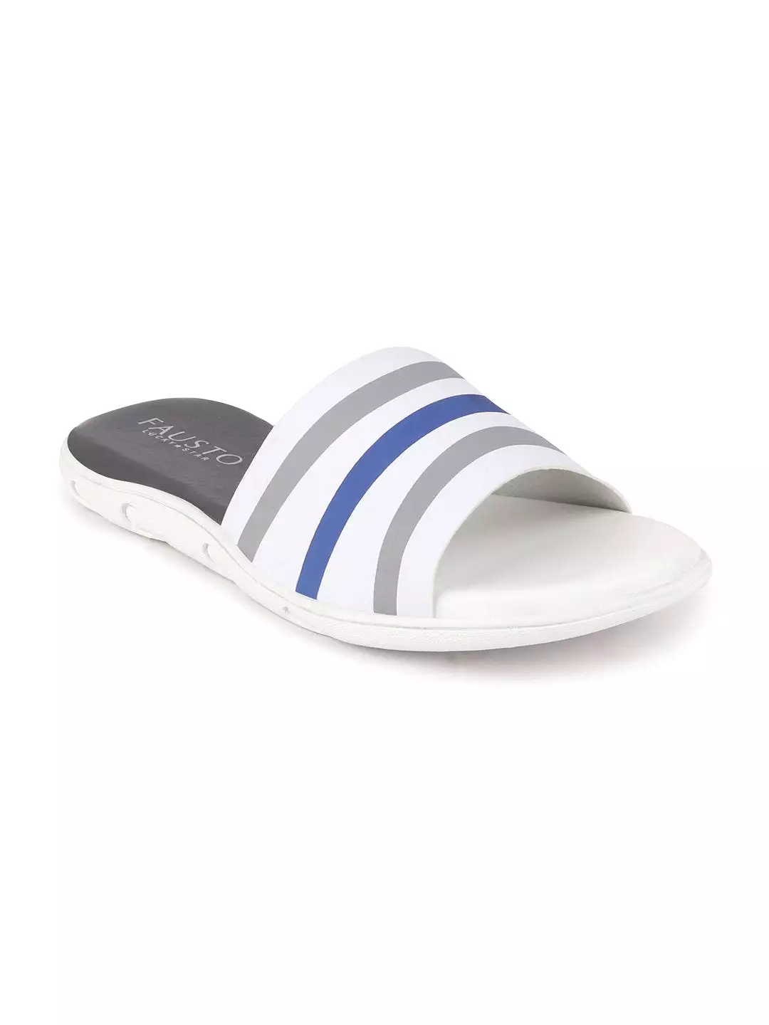 Men White/Blue Casual Slip-On Flip-Flops