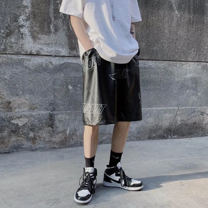 Men's Summer Hip-Hop Mid-Waist Letter Printed Pattern Loose Fit Shorts