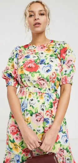 Midi Tea Lemon Floral Dress