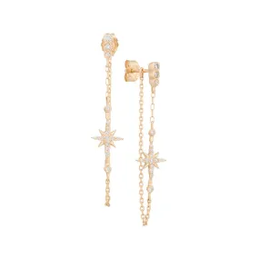 North Star and Diamonds Long Chain Earrings