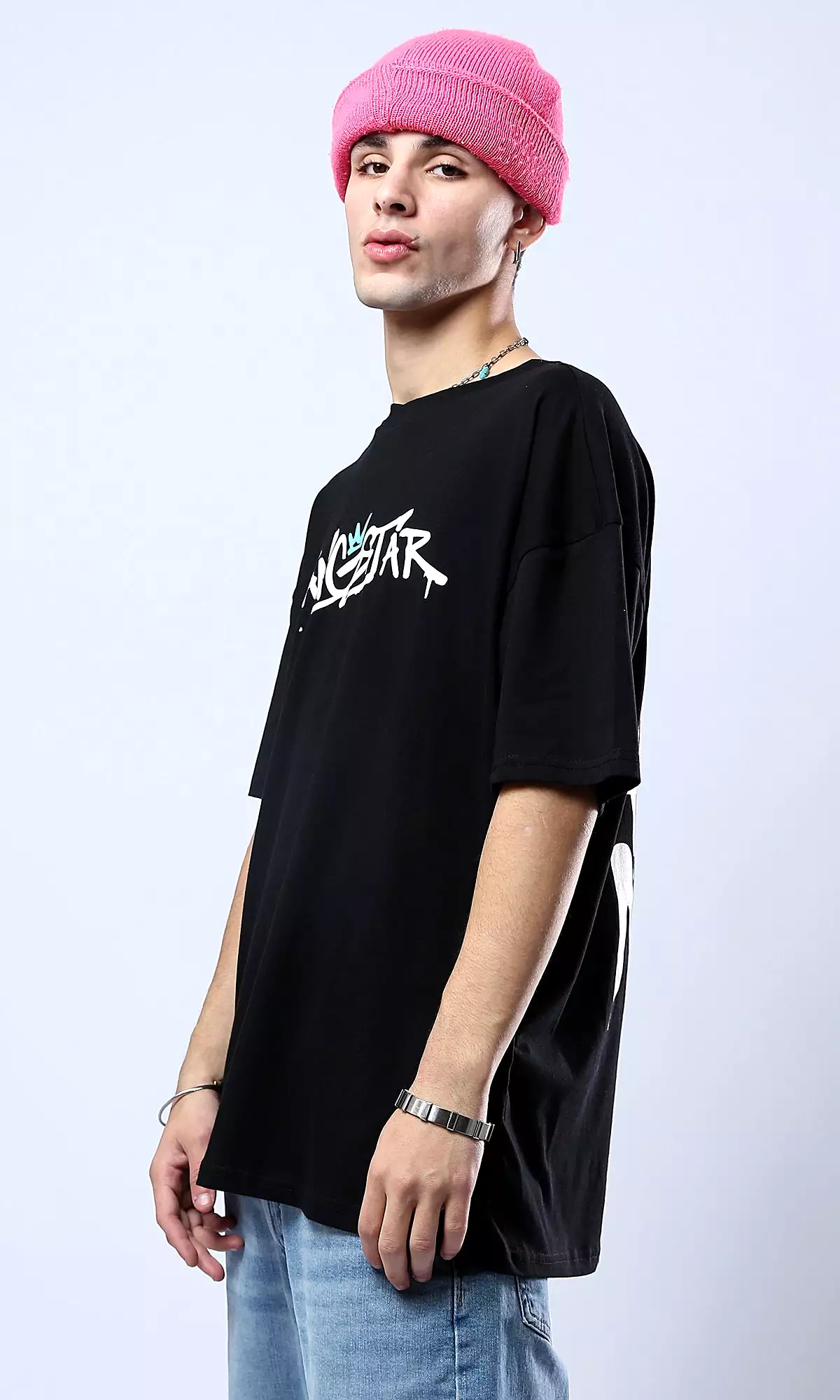 O178388 Slip On Relaxed Fit Printed Gangstar Black Tee